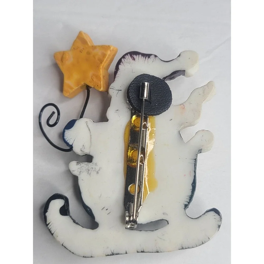 Vintage Santa Claus Noel Brooch - Funny Christmas Pin With Star & Glitter Accent